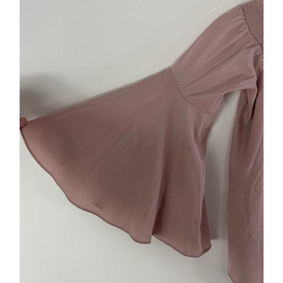 Bar III Balletcore Blouse Bell Sleeves Womens Small Blush Pink Boho Festival Top - Picture 4 of 5